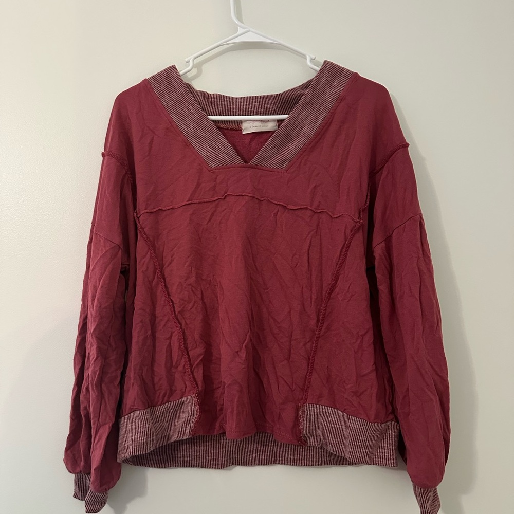 Red Boxy Long Sleeve Sweatshirt